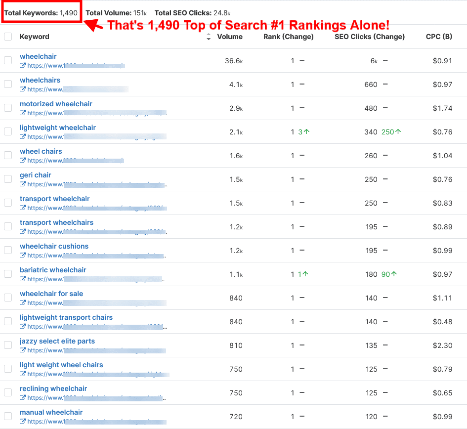 Case Study: How a Wheelchair E-commerce Site Achieved 1,490 #1 Rankings
