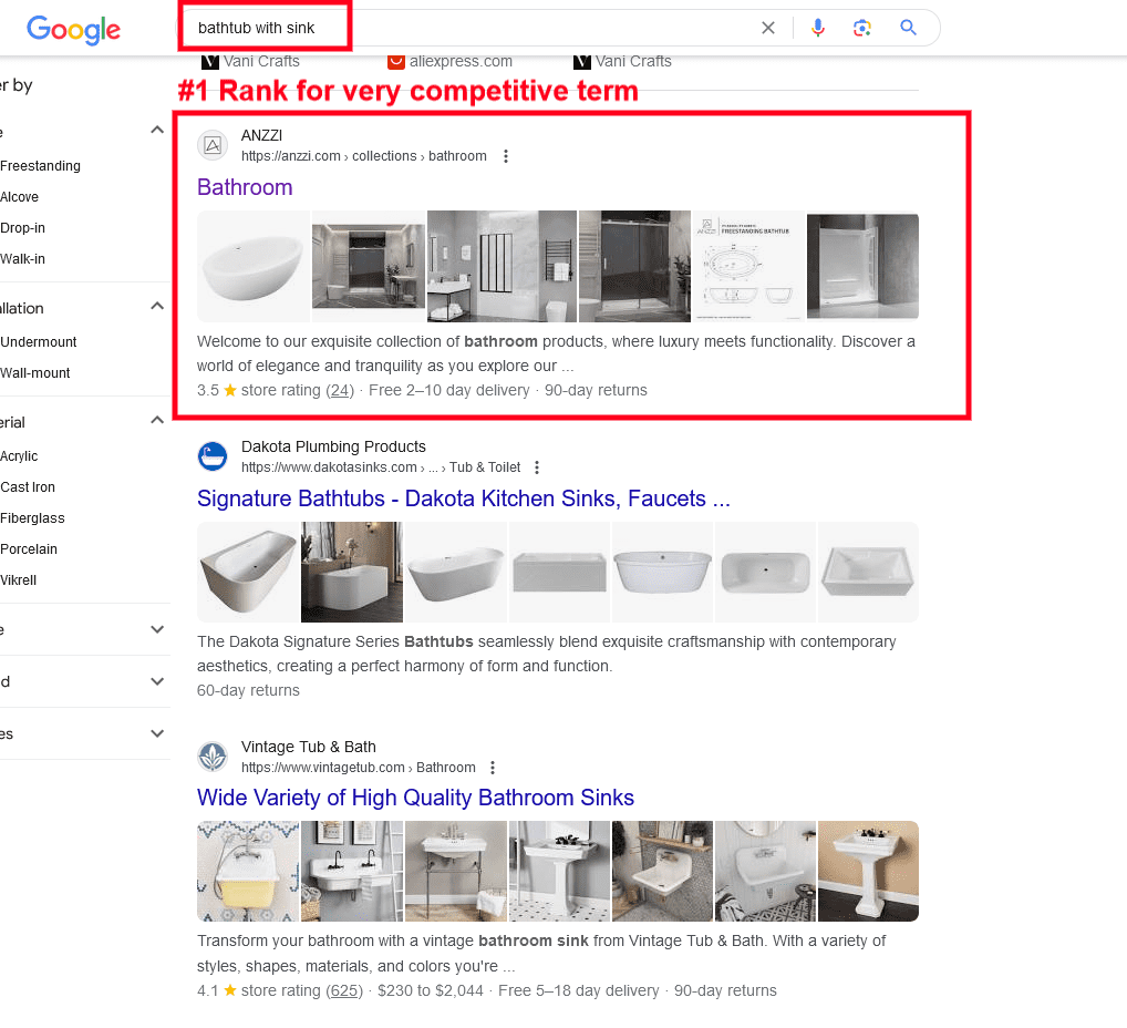 Case Study: Capturing Google #1 for a Competitive Ecommerce Keyword