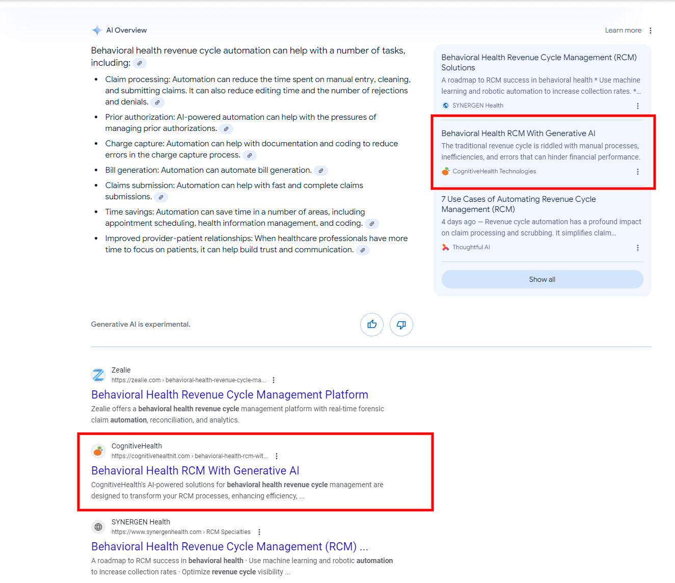 Case Study: First-Page SEO Win for Behavioral Health RCM with Generative AI